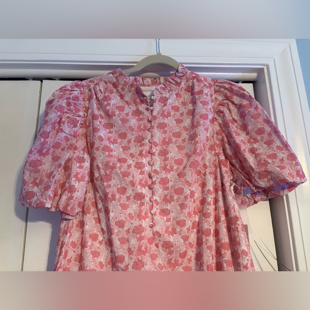 Tuckernuck Hyacinth House Pink and White Floral Mimi Midi Dress size large - Picture 3 of 12